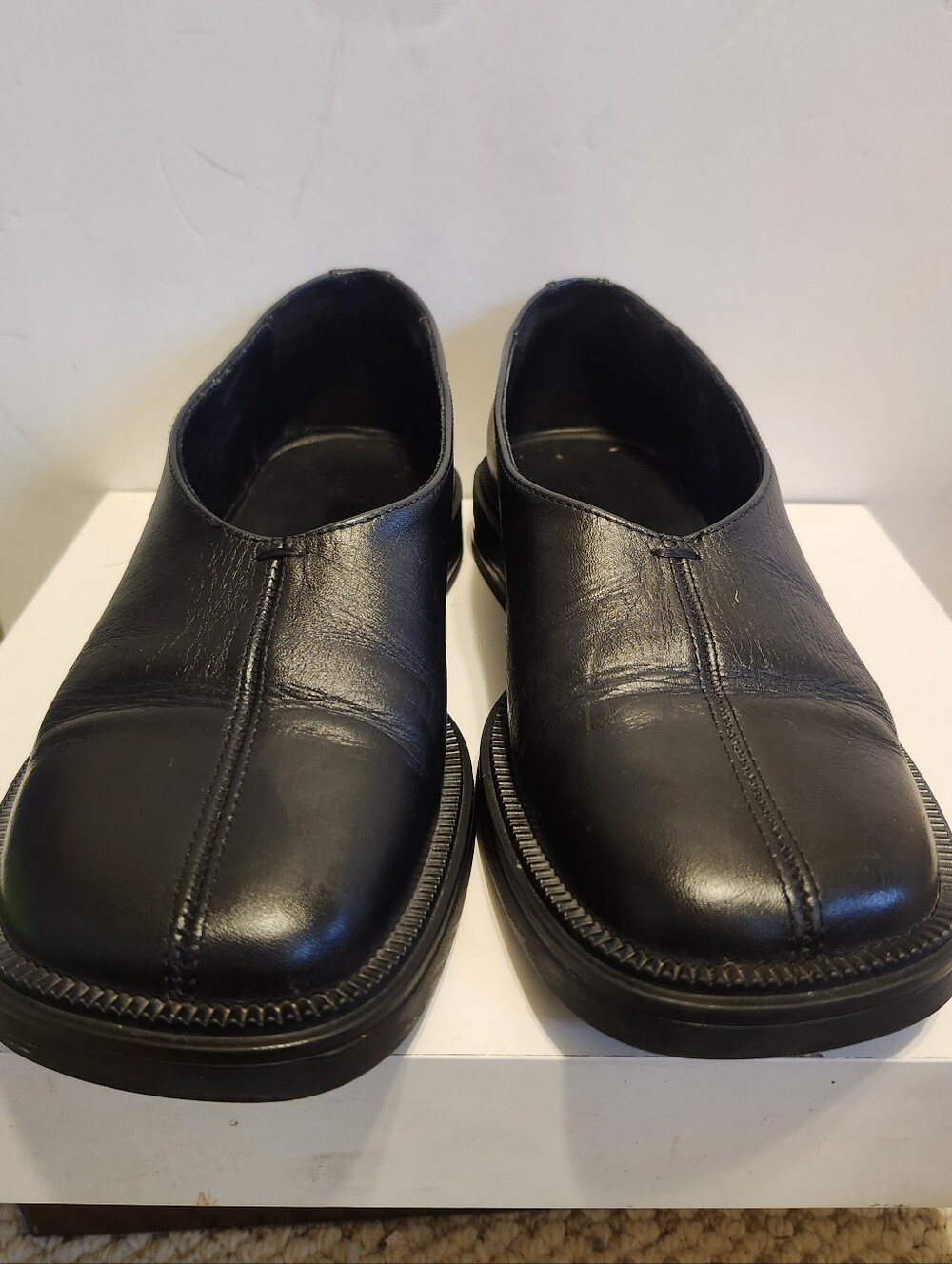 COS Black Square Toe Chunky Leather Shoes Sz.9/39 Ret.$189 Made in Portugal - Picture 3 of 10